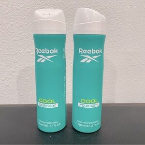 NEW Reebok Cool Your Body Deodorant Body Spray 5.1 oz Set of 2 Fresh Sport Scent
